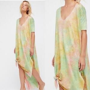 Free People Vintage Galaxy Glisten Tie Dye Shirt Dress